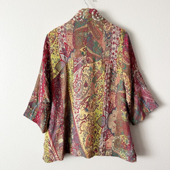 Soft Surroundings Bohemian Rich Woven Paisley Kimono Jacket women's size large - Picture 10 of 12